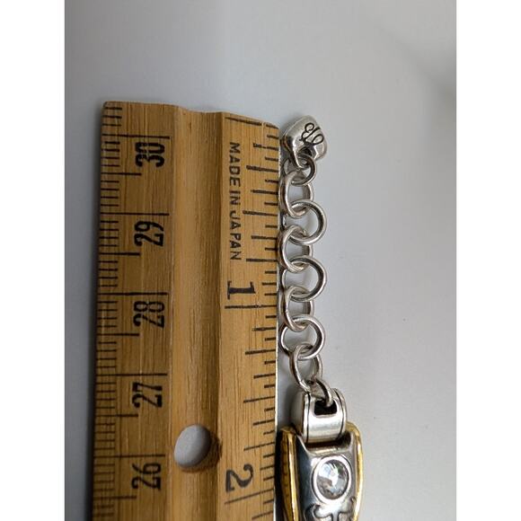 Brighton Two-Tone Crystal Accent Link Bracelet 7.5 Inch Length - Picture 6 of 8